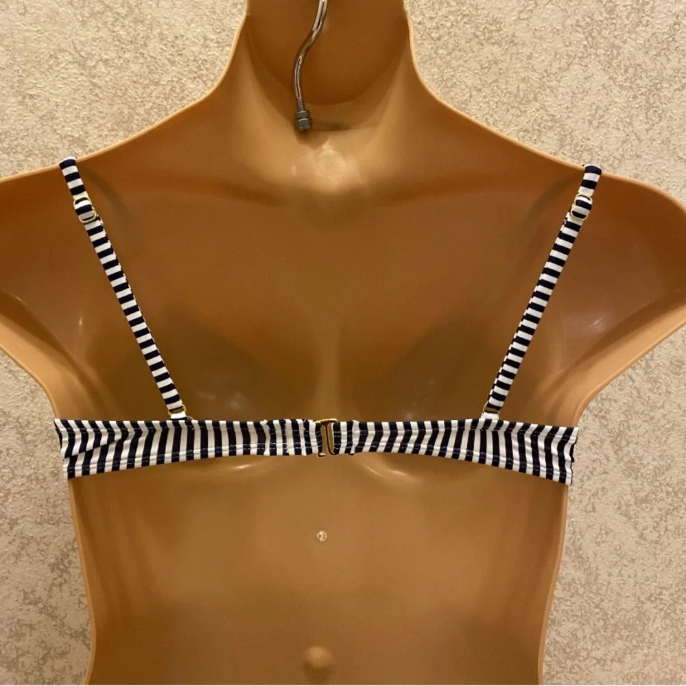 Xhilaration Black and White Striped Bikini Top